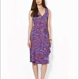 NWOT Gorgeous Faux Wrap Ralph Lauren Dress Size L!